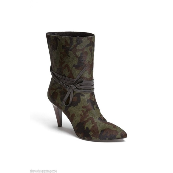 NEW Nine West Green Camo Calf Fur Boot